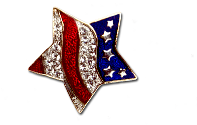 Red White And Blue Patriotic Star Pin - Patriotic Wavy Star Earrings (450x450), Png Download