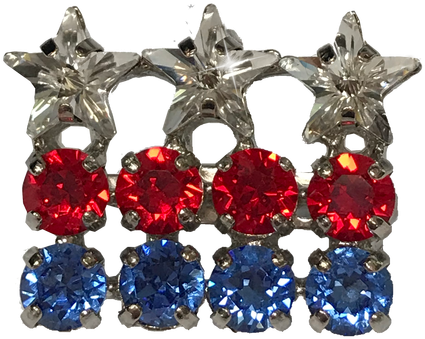 Usa Patriotic Flag Red, White And Blue Dressage Brooch - Green-rainbow Party (480x410), Png Download