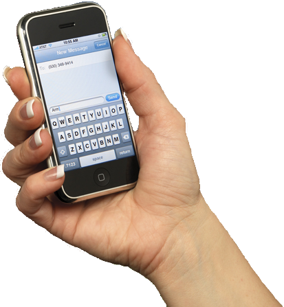 Automatically Receive Status Messages And Alarms Directly - Phone In Hand Texting (413x447), Png Download