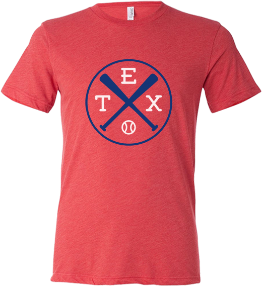 Tex Crossed Baseball Bats T-shirt - Bella + Canvas Howard Tri-blend Short Sleeve T-shirt. (600x600), Png Download