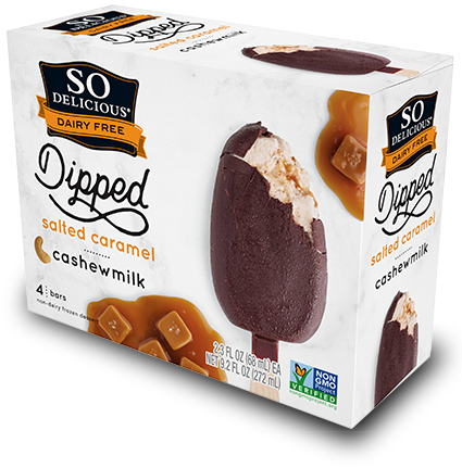 Dipped Salted Caramel - So Delicious Ice Cream Bars Almond Mocha (480x510), Png Download