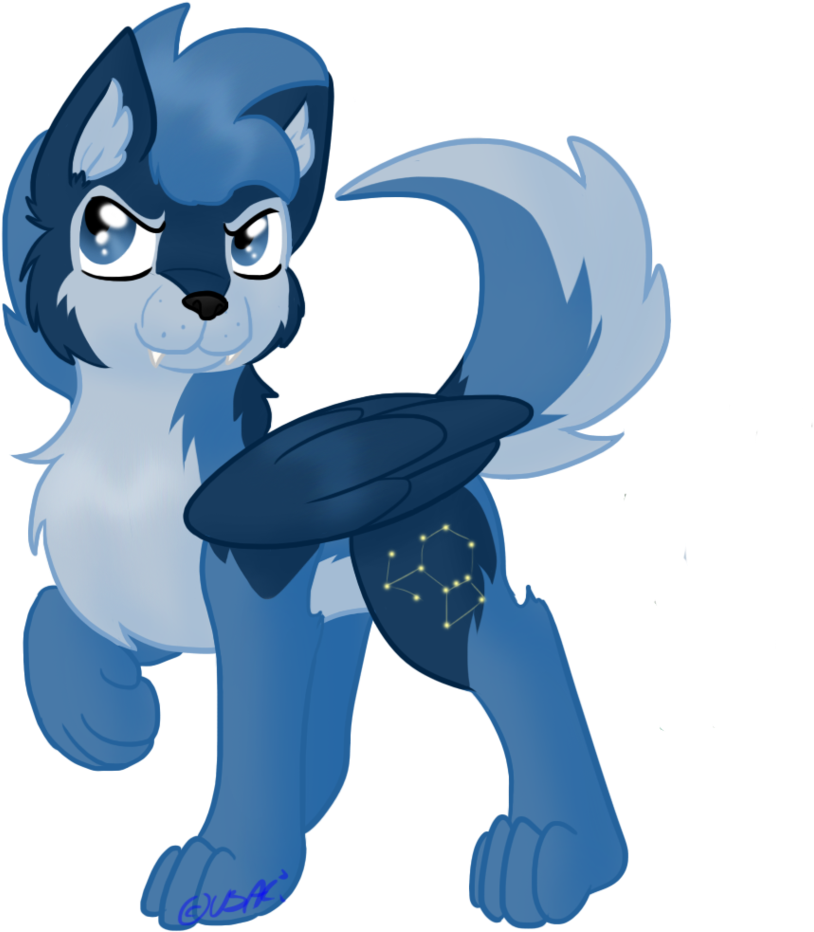 Usagi-zakura, My Little Wolf, Raised Paw, Safe, Simple - Blue Wolf Transparent Background (1024x1024), Png Download