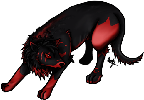 Drawn Werewolf Transparent - Black And Red Wolves (491x349), Png Download