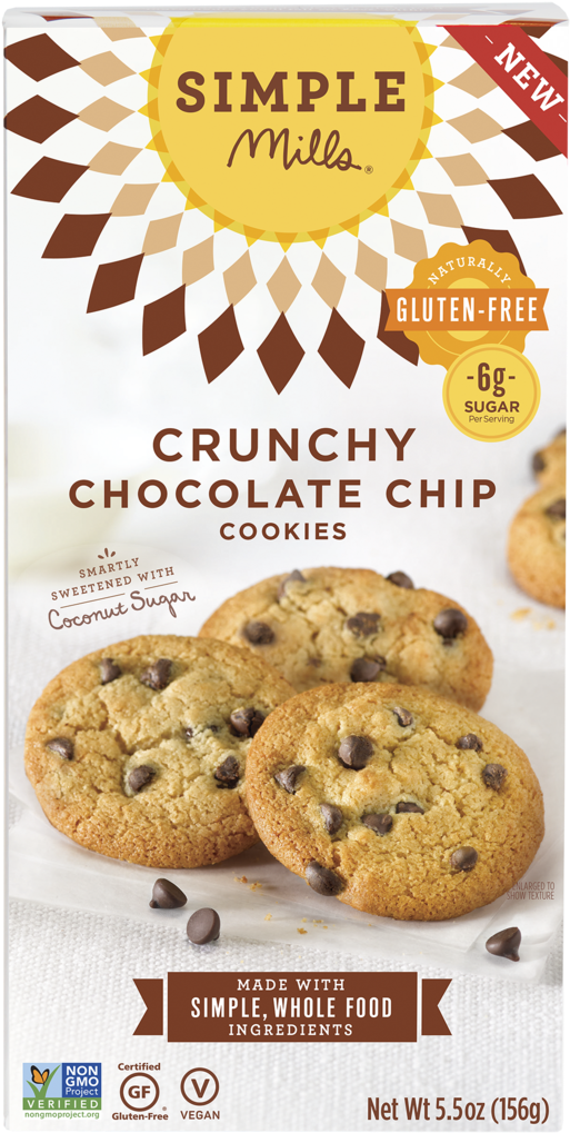Crunchy Chocolate Chip Cookies - Simple Mills Chocolate Chip Cookies (1024x1024), Png Download