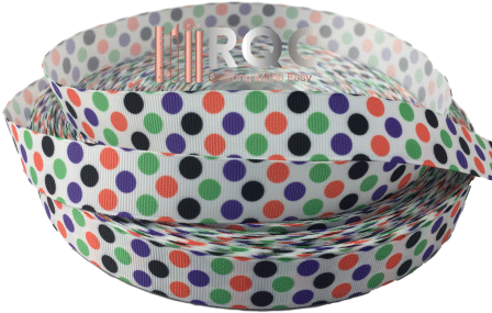 Purple, Orange, Green Polka Dot Grosgrain Ribbon 7/8" - Polka Dot (450x300), Png Download