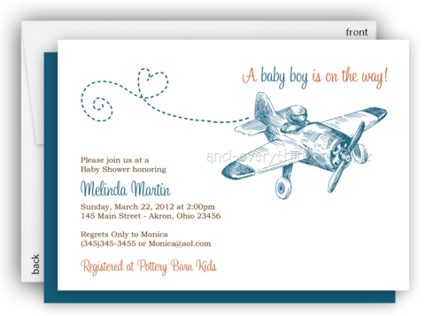 Vintage Airplane Party Invitation • Baby Shower Birthday - Thank You Airplane Gif (480x357), Png Download
