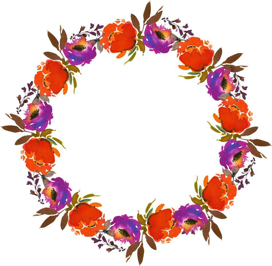 Hand Painted Orange Flower Garland Png Transparent - Portable Network Graphics (1024x959), Png Download