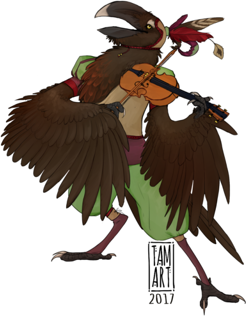 How To Draw Bird Wings - Dungeons And Dragons Kenku Bard (500x650), Png Download