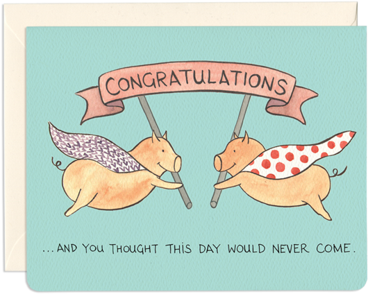 When Pigs Fly - Greeting Card (600x496), Png Download