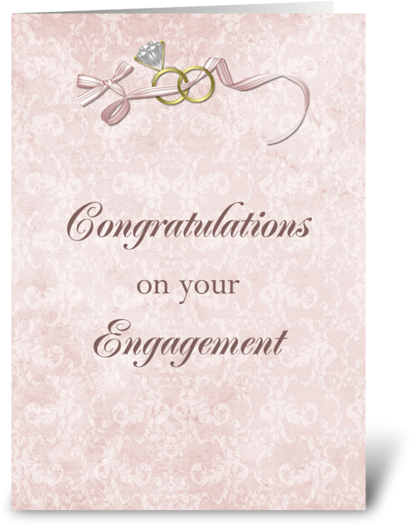 Engagement Congratulations, Rings, Bow Greeting Card - Congratulations Card For Engagement (700x792), Png Download