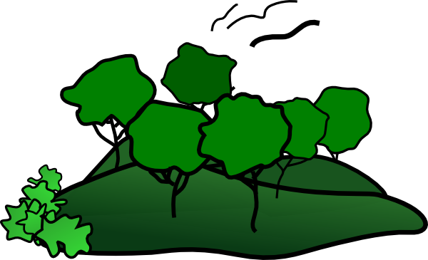 Mountain Clipart - Mountain With Trees Clipart (600x365), Png Download