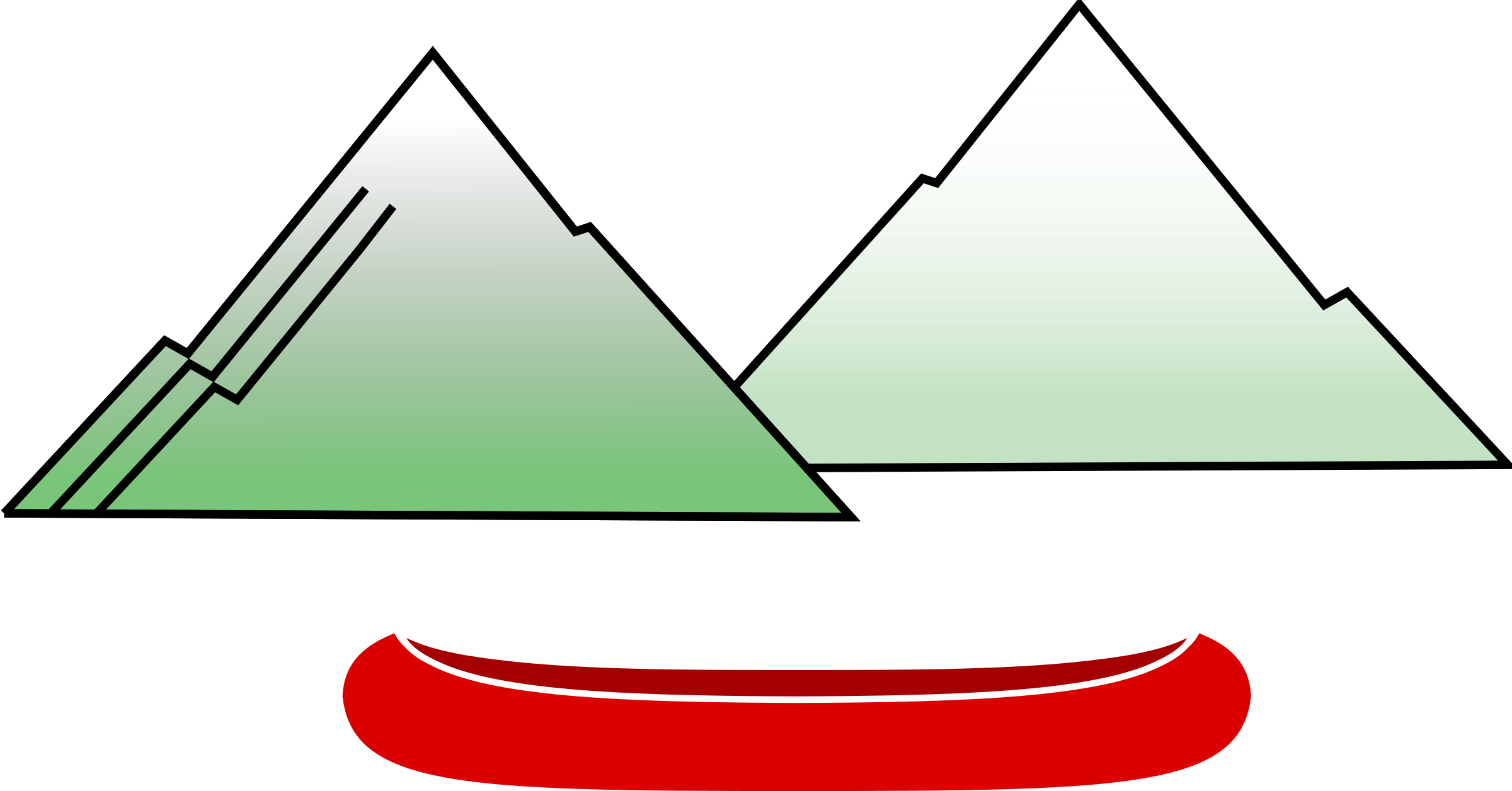 Kayaking Clipart Png - Canoe Side View Vector (2400x1256), Png Download