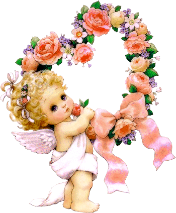 Cute Little Angel With Flowers Png Clipart By Joeatta78 - Cute Valentines Day Angels (350x424), Png Download