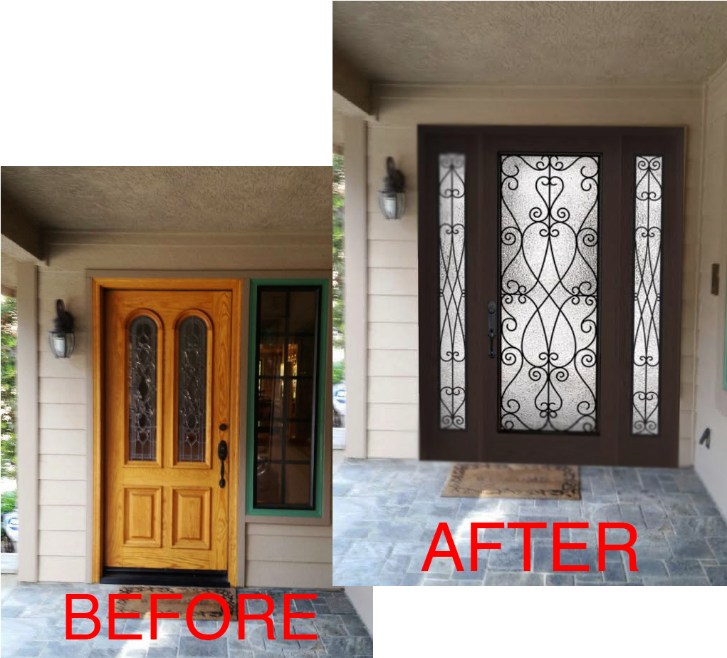 Before&after - Front Door Replacement Before And After (1075x1008), Png Download