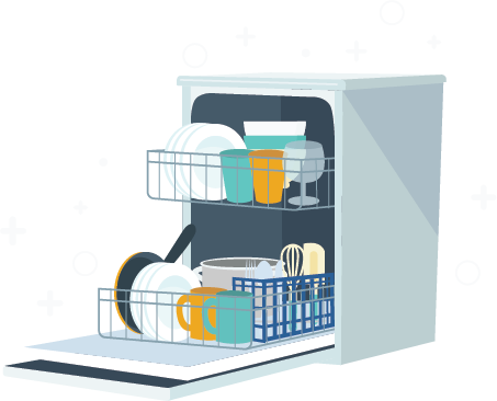 Vector Dishwasher - Dish Washer Png (453x366), Png Download