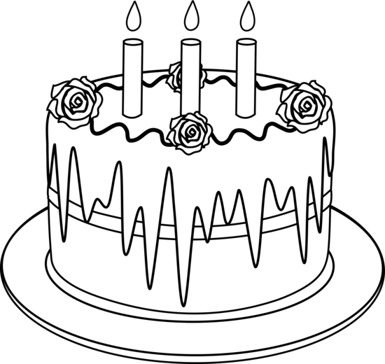 Birthday Cake Clipart Black And White - Outline Picture Of Cake (550x520), Png Download
