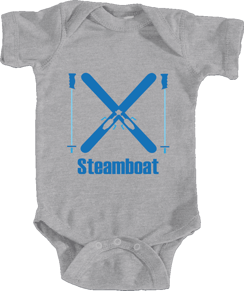 Ski Steamboat, Colorado Crossed Snow Skis Infant Onesie/bodysuit - New To The Tribe Onesie (1000x1000), Png Download