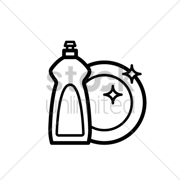 Dishwasher Clipart Transparent - Black And White Detergent (600x600), Png Download