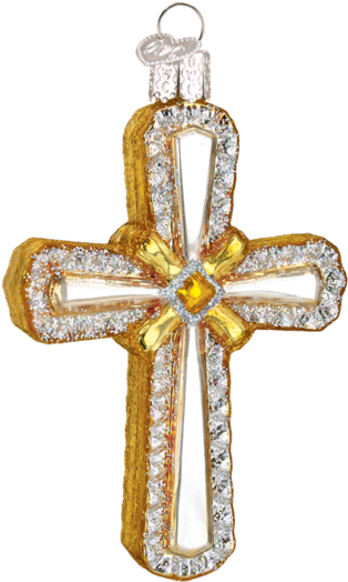Old World Christmas Holy Cross Glass Ornament (600x600), Png Download