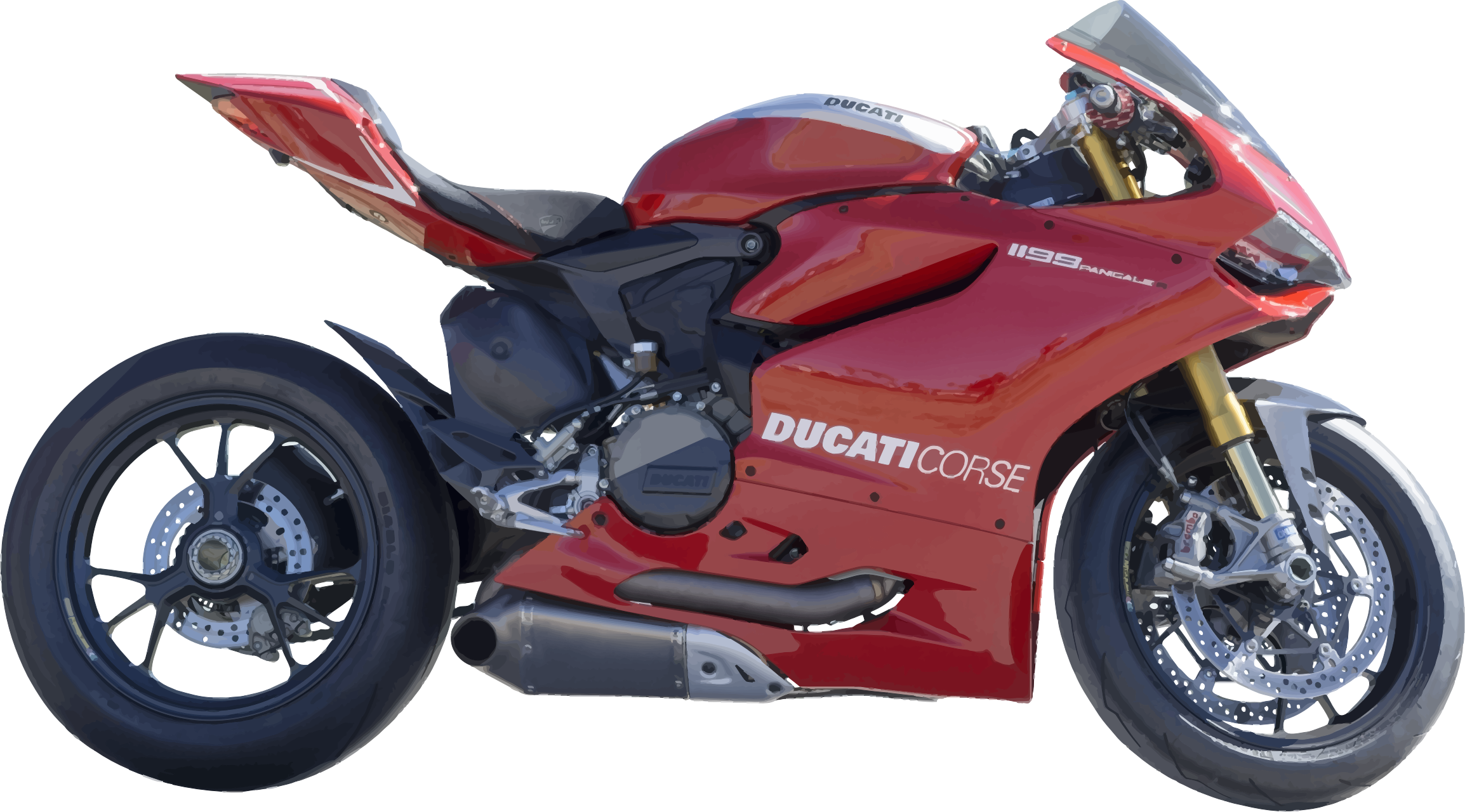 Clipart - Red Motorcycle - Red Motorcycle (2308x1280), Png Download