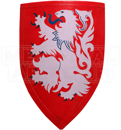Red And White Leonine Heater Shield - Weapon Shield Lion (550x550), Png Download