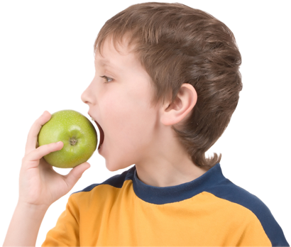 Eat - Boy Eat Apple Png (445x355), Png Download