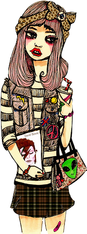 Fashion, Love, And Alien Image - Muñequitas Vintage Png (373x500), Png Download