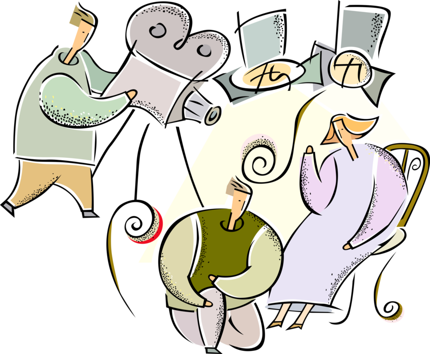 Vector Illustration Of Hollywood Filmmakers Filming - Cartoon (850x700), Png Download