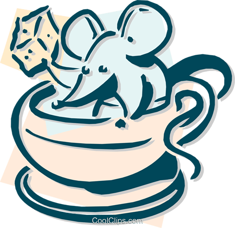 Mouse With A Coffee And Sugar Cube Royalty Free Vector - Coffee (480x466), Png Download