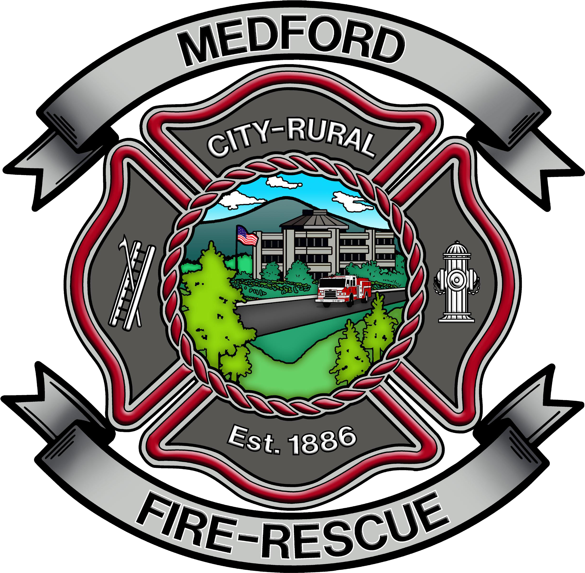 Medford Fire-rescue Logo Large Transparent Background - Medford Fire Rescue Logo (2665x2639), Png Download
