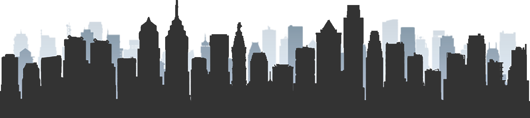 Silhouette Of Philadelphia Skyline - Illustration (1688x376), Png Download