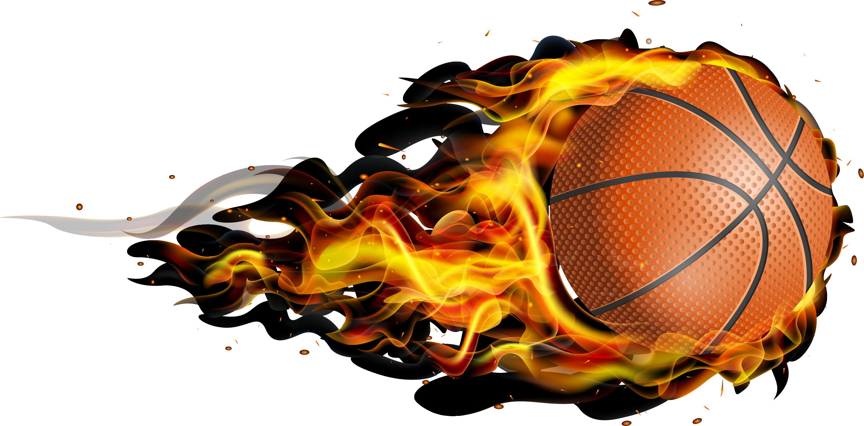 Flying Fireball Basketball 2901*1433 Transprent Png - Flaming Basketball Queen Duvet (2901x1433), Png Download