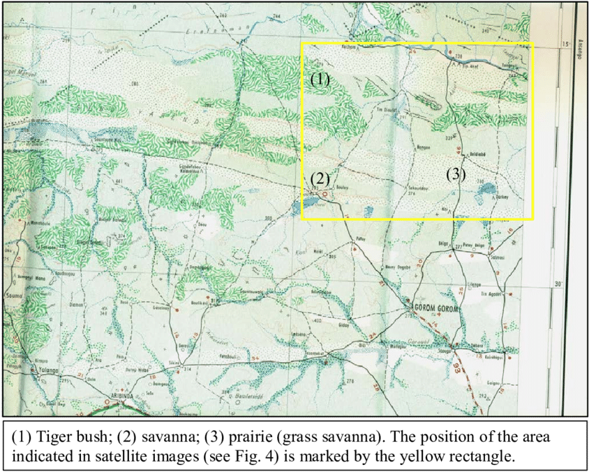 Section Of The Topographic Map For Hombori Indicating - Topographic Map Of Savanna (850x681), Png Download