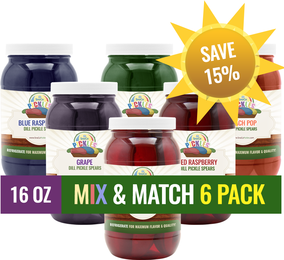 16oz Jars Six Flavor Mix & Match Pack Save 15% - Different Flavors Pickles (1000x1000), Png Download