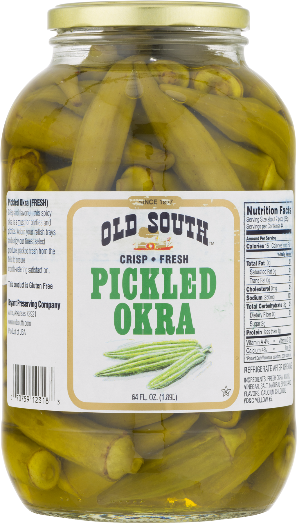 Old South Pickled Okra, 64 Fl Oz (1800x1800), Png Download