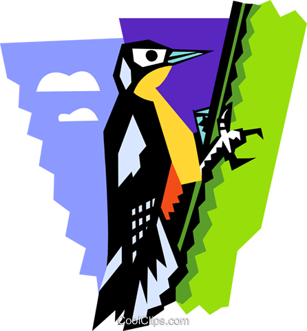 Stylized Woodpecker Royalty Free Vector Clip Art Illustration - Clip Art (446x480), Png Download