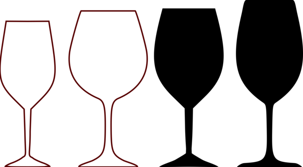 White Wine Wine Glass Silhouette - Wine Glass Clipart (615x340), Png Download