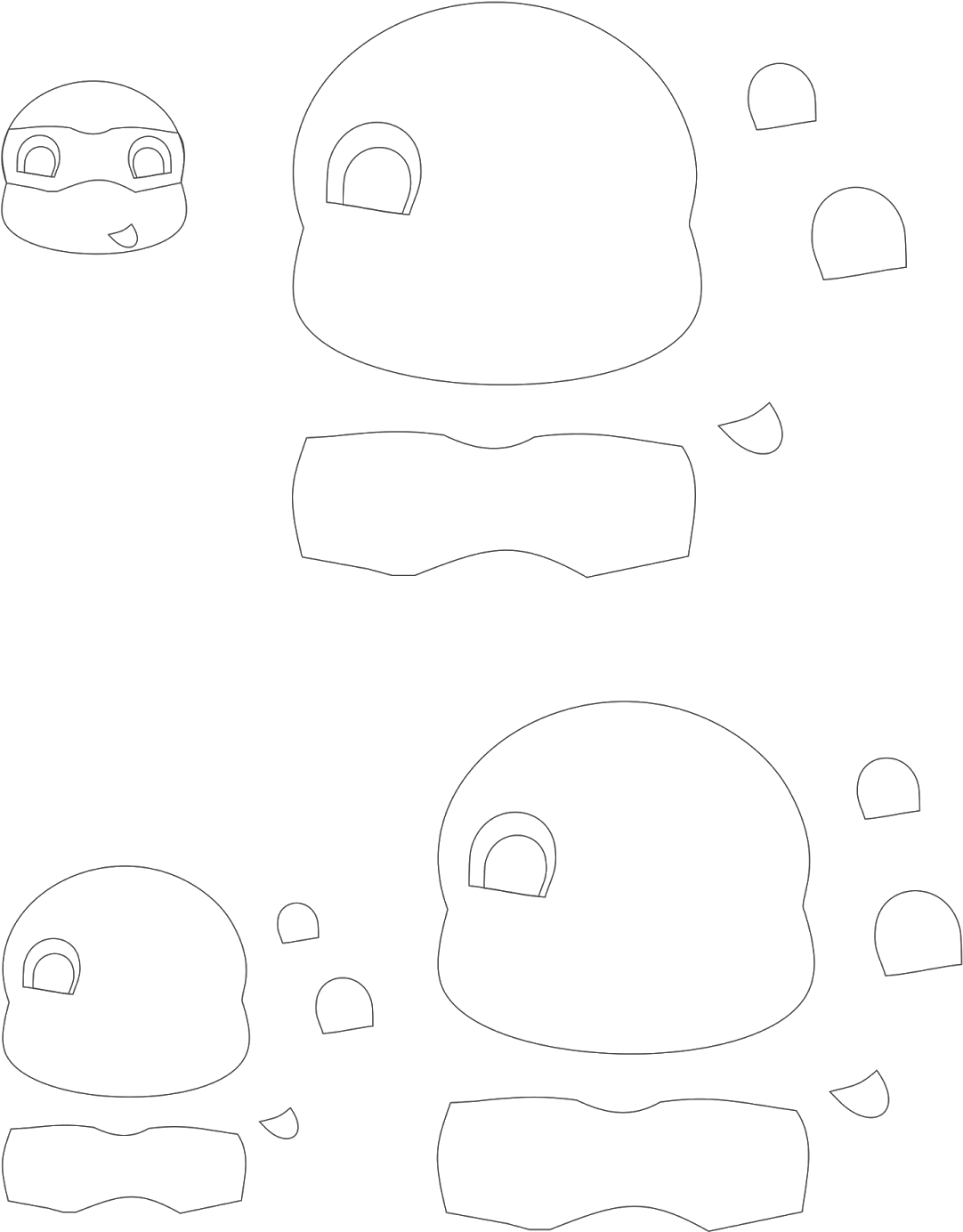 Molde Tartaruga Ninja Para Ponteira Sacolinha Ou Diversos - Drawing (1132x1600), Png Download