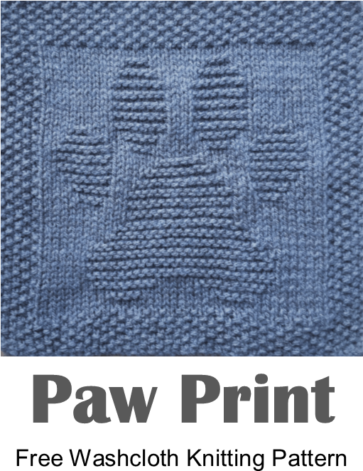 Free Knitting Pattern For Paw Print Washcloth Or Dishcloth - Knitting Patterns For Dishcloths With Pawprints (511x687), Png Download