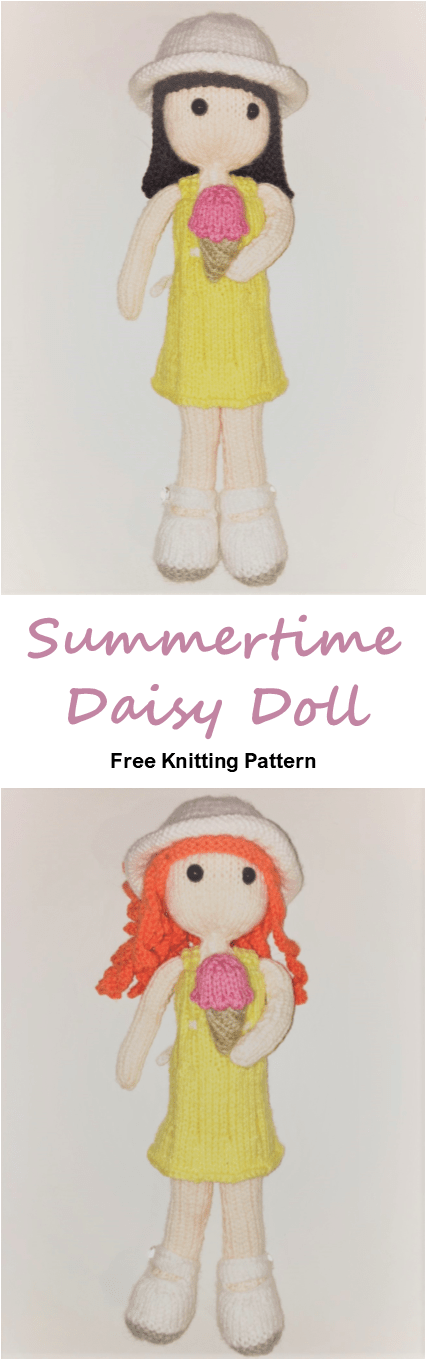 Free Doll Knitting Pattern Including Ice Cream Cone - Knitting Pattern (427x1360), Png Download