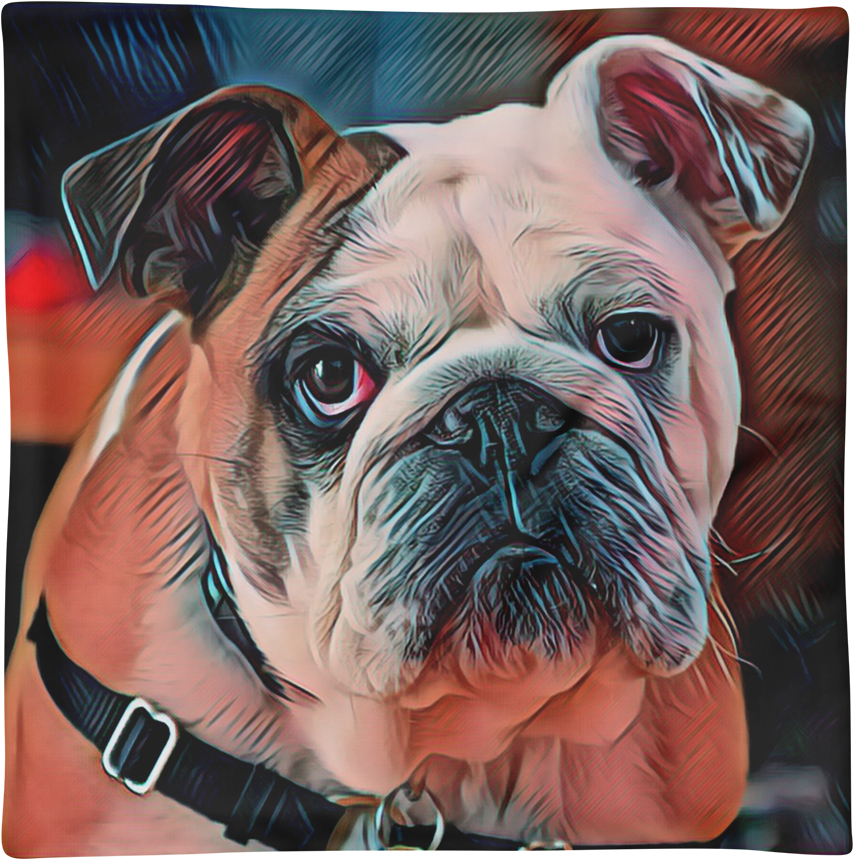 English Bulldog Pillow Case - Trippy Deep Dream (1000x1000), Png Download
