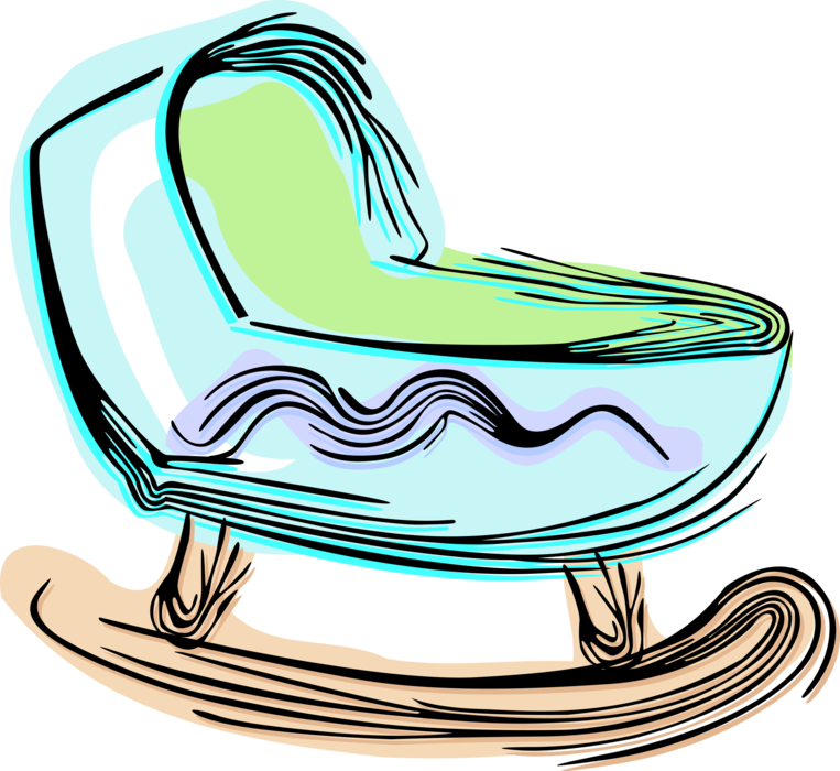 Vector Illustration Of Newborn Baby's Crib Small Bed - Baby Crib Clipart (763x700), Png Download