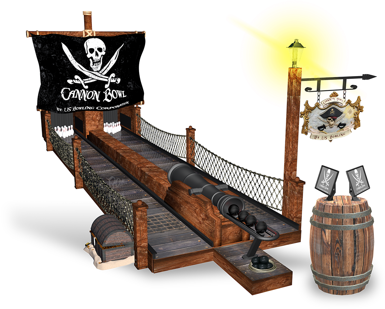 Mini Bowling, Small Bowling System, Miniature Bowling, - Pirate (1494x1095), Png Download