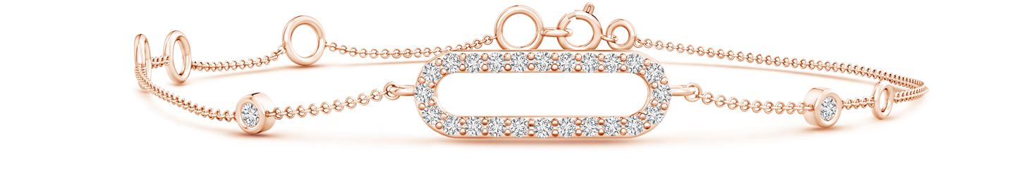 Lab Grown Diamond Elongated Oval Frame Link Bracelet - Chain (900x900), Png Download
