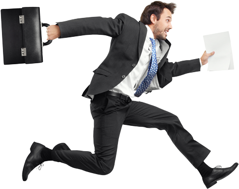 Fingerhut Case Study - Businessman Running (530x427), Png Download