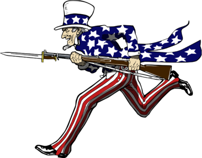 Uncle Sam Clipart 4th July - Uncle Sam With A Gun (400x314), Png Download