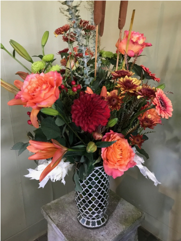 A Stunning Mix Of Fresh Fall Flowers Designed In A - Fall Roses Delivered At Home (480x480), Png Download