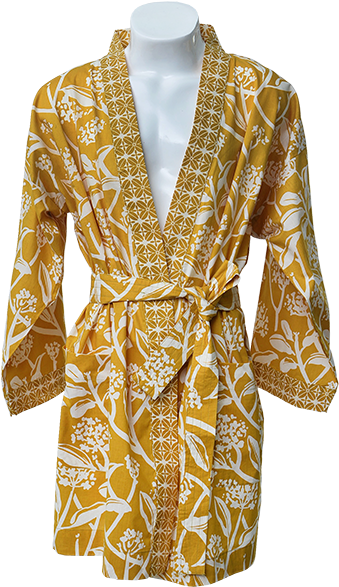 Turmeric Shorter Kimono Robe - Kimono (600x600), Png Download