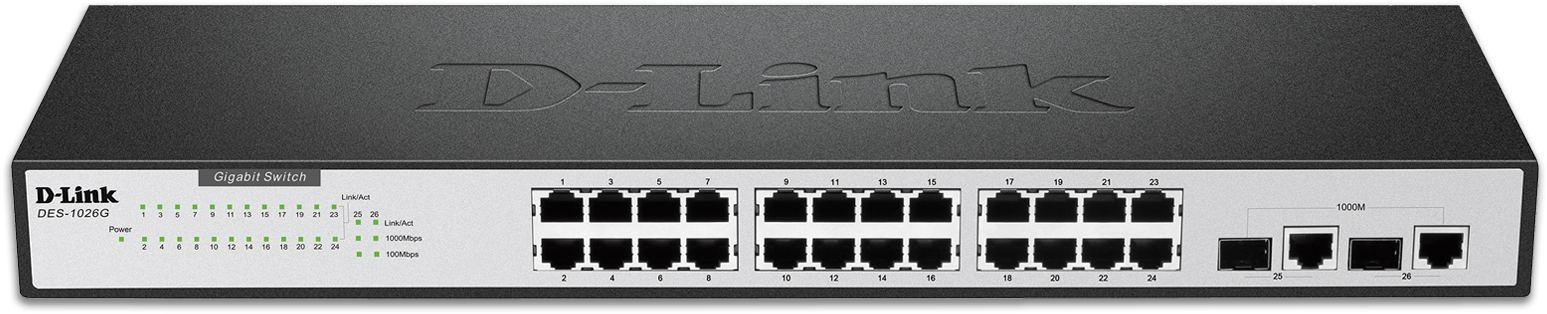 D-link Des 1026g Switch - 24 Ports - Unmanaged (1664x936), Png Download