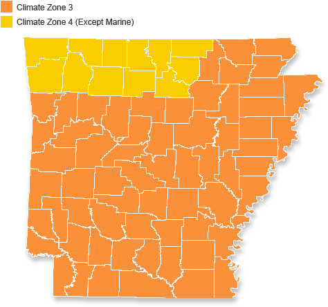 County-level Design Temperature Limits - Physical Map Of Arkansas (520x471), Png Download